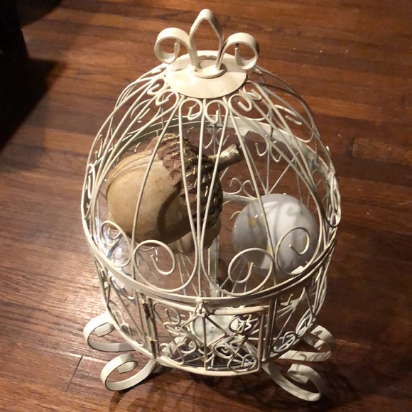 20" VTG METAL EGG SHAPED DISPLAY STAND CAGE WITH GLASS SHELF TABLETOP - Picture 6 of 8